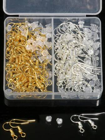 100 Piezas 20x17mm Accesorios De Joyería Hallazgos De Pendientes Con Caja, Ganchos De Enganche De Oreja, Ajustes, Suministros De Joyería Diy, Gancho De Oreja De Hierro, Suministros De Joyería