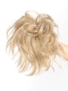 人造毛髮捲髮彈性髮圈假髮淺棕色盤髮卷簡易髮型女士髮飾 - 金色 - 查看 1