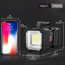 Gearbrite 1pc Rechargeable 100000 Lumens LED Spotlight With COB Light & Solar Panels - Black - View 3