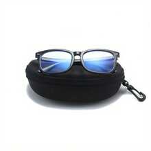 1pc Men's Sunglasses Case With Hook, Zipper Closure, Can Be Used As Glasses Case Or Eyeglasses Box - Black - View 6