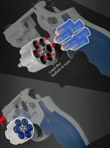 1pc Small Revolver Toy Gun, Aluminum Alloy Soft Bullet Gun, Double-action Semi-automatic Pistol - Blue - View 3