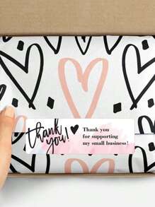 1roll/Package 120pcs Pink Floral Thank You Stickers, Gift Box Sealing Stickers, Non-Adhesive Labels,Christmas