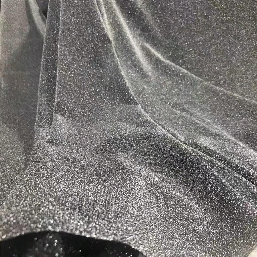 1入黑底彈性針織布,含銀色和金色lurex線,薄而半透明,適用於婚禮和舞台裝飾、服裝、連衣裙、頭帶diy - 2#黑底銀 - 查看 1