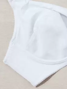 1入超大尺寸純色超薄彈性鋼圈胸罩 - 簡約舒適，適用於日常穿著 - 白色 - 查看 6