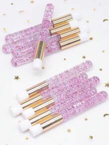 10 件裝粉紅色閃光睫毛延長清潔刷鼻子黑頭清洗微刷眉毛睫毛清洗洗髮洗髮精泡沫清潔刷 - 粉色 - 查看 1