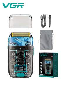 Vgr 刮鬍刀 往復式雙頭刮鬍刀 可充電 1200mah 120 分鐘工作時間 附旅行包 Led 數位電量顯示 Ipx5 防水 透明外觀 適合家庭旅行宿舍辦公車 V-352 - 無色 - 查看 7