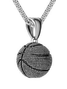 Collier En Acier Inoxydable Avec Pendentif De Basket-ball Pour Homme, Collier De Sport De Style Vintage Pour Les Amoureux Du Basket-ball