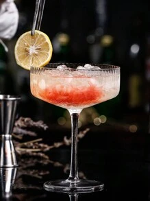 1pc 280ml Transparent Glass Ribbed Cocktail Glass, Ice Cream Bowl, Cold Drink Cup, Milkshake Cup - Clear - View 3