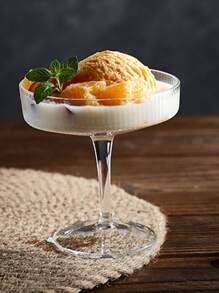 1pc 280ml Transparent Glass Ribbed Cocktail Glass, Ice Cream Bowl, Cold Drink Cup, Milkshake Cup - Clear - View 11