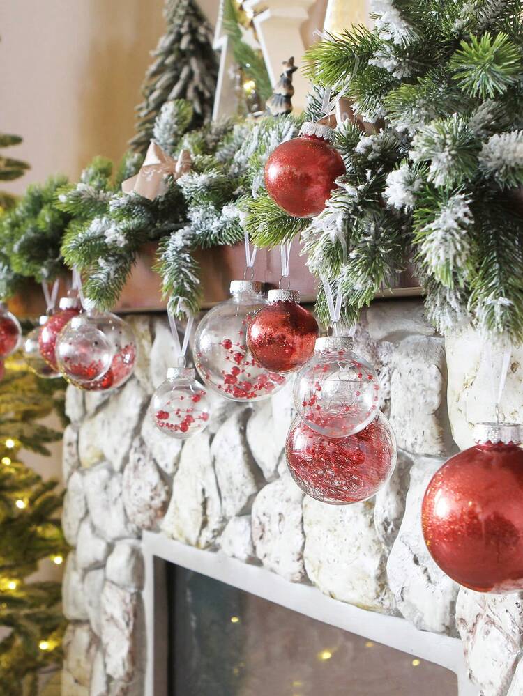 Set 9 Ornamenti Trasparenti per Palline di Natale da Appendere