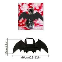 Ropa de gato, disfraces de perro para Halloween, ropa de mascota con alas de murciélago y campana, disfraces de Halloween - Negro - Ver 7