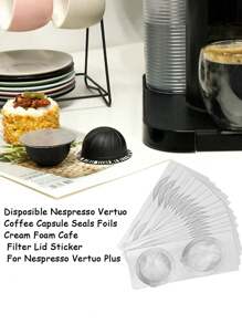 59MM Disposible Coffee Capsule Seals Foils WIth Empty Pods Kits Cream Foam Cafe Filter Lid Sticker For  Vertuo Plus Coffee Accessories - Reusable Coffee Pods Kits - View 3