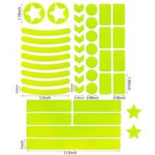 1套裝42入組自黏式反光貼紙適用於自行車安全,防水寵物材料,夜光車輪貼紙 - 綠色 - 查看 3