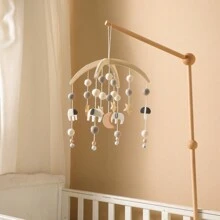 1只幼兒灰色星/月/象紋編織木曲手製搖床鈴,適合搖籃、幼兒園、房間裝飾和新生兒禮物的安撫和教育玩具 - 灰色 - 查看 5