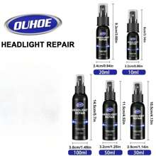 1 件 50 毫升汽車大燈修復噴霧車燈修復液去除氧化污垢汽車大燈蓋修復液便攜式拋光液汽車大燈修復 - 黑色 - 查看 7