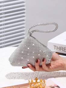 Glamorous Glitter Bling, Sequin, Luxury, Shiny Women's Mini Sparkling Rhinestone Clutch Bag, Suitable For Wedding, Party, Dance, Birthday, Gift, Makeup Bag Evening Bag, Dinner Bag For Party Girl, Woman, Bride - Silver - View 2