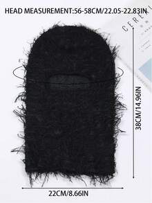 1pc Men's Fashion Jacquard Knit Beanie With Plush Lining, Detachable Face Mask, Suitable For Daily Wear, Skiing And Wind-proof - Black - View 6