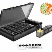 Weekly Pill Box Organizer 3 Shots Portable Medications - 黑色 - 查看 1