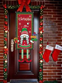 1入室外聖誕快樂門廊掛牌旗,裝飾品聖誕節新年禮物家庭裝飾