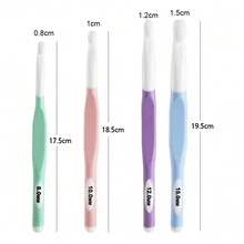 4pcs Candy-colored Plastic Handle Crochet Hooks Set For Beginners, Diy Knitting Tools - Multicolor - View 5