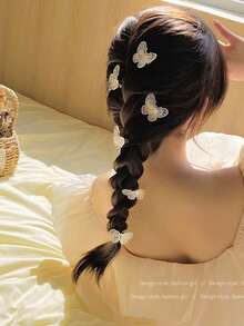 6 件裝彩色蝴蝶髮夾,小辮子髮夾,適用於頭飾和髮型設計 - 白色 - 查看 4