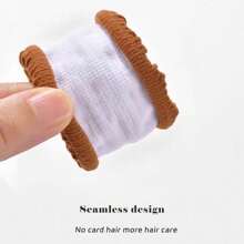 3pcs Thick Elastic Hair Ties For Ponytail And Bun, Seamless And Durable, Autumn And Winter Hairstyling Accessories For Women - Multicolor - View 7