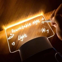 1PC  Note Board Creative Led Night Light USB Message Board Holiday Light With Pen Gifts For Children Girlfriend Decoration Night Lamp - White - View 3
