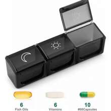 Weekly Pill Box Organizer 3 Shots Portable Medications - 黑色 - 查看 4