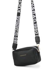 Kids' Simple Letter Strap Crossbody Square Bag, Suitable For Daily, Play & Travel - Black - View 3