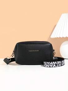 Kids' Simple Letter Strap Crossbody Square Bag, Suitable For Daily, Play & Travel - Black - View 4