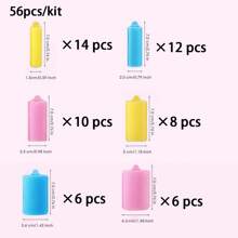 56pcs Random Colors Foam Sponge Hair Rollers Soft Sleeping Hair Curler Assorted Sizes Flexible Hair Styling Sponge Curler - Multicolor - View 2