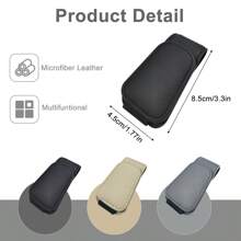 Magnetic Leather Sunglass Holder for car, Eyeglass Hanger Clip for Car Sun Visor, Ticket Card Clip Eyeglasses Mount, Suitable for Different Size Eyeglasses - Grey - View 3