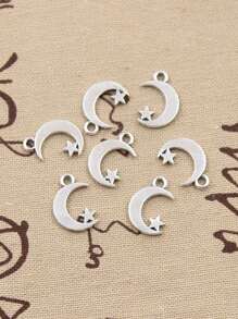 hroryn 50Pcs Charms Moon Star  Silver Color Pendants Antique Making Handmade Crafts DIY Jewelry - Antique Silver - View 2