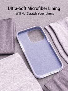 Habyby 1pc Luxury Real Liquid Silicone Shockproof Case Compatible With Apple IPhone 14 13 12 11 15 Pro Max With Velvet Protection Phone Cases - Purple - View 6