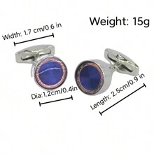 1pc Men's Mixed Color Round Sleeve Button Cufflinks, Suitable For Business And Daily Wear - Silver - View 4