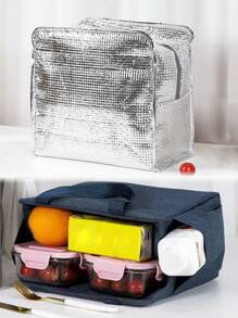 金色字母印花保温午餐袋 大容量冷藏午餐盒 便携式保温食品野餐露营保温午餐袋 学校返校午餐套装 学校用品 午餐盒袋 家庭必需品 返校用品 女士 - 藍色 - 查看 3