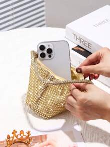 Glamorous Glitter Bling, Sequin, Luxury, Shiny Women's Mini Sparkly Rhinestone Clutch Bag, Perfect For Wedding, Party, Dance, Birthday, Gift, Makeup Evening Bag, Dinner Bag For Party Girl, Woman, Bride