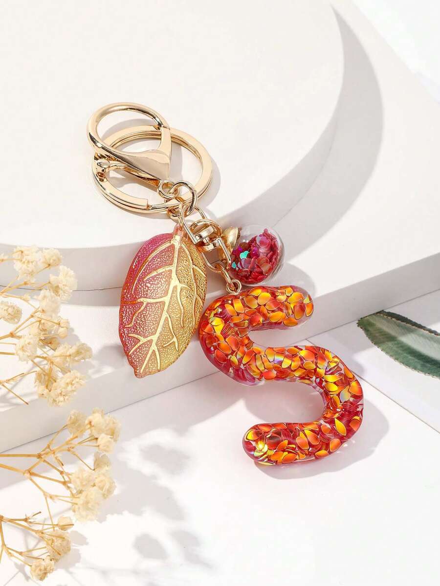 女士休閒字母s形鑰匙扣吊飾,適合日常使用 - 紅色 - 查看 1