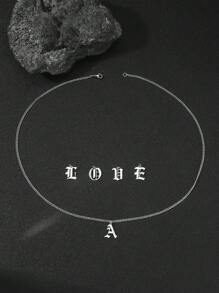 1 件復古風格不銹鋼 26 英文字母吊墜項鍊銀色適合男士生日佩戴