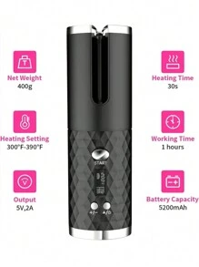 Curling Iron,Portable Black Usb Hair Curler Roller Hair Iron Curling Wand For All Hair Types - Black - View 8