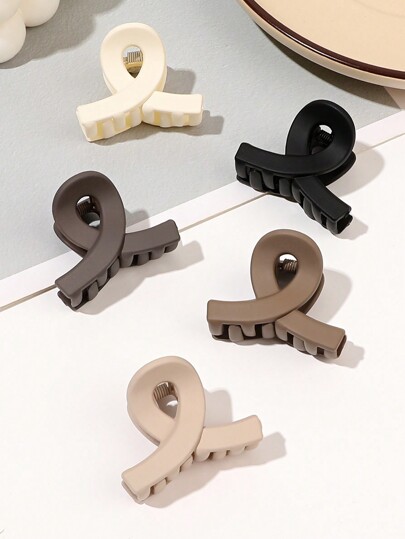 Set de 5 pinzas de pelo con diseño cruzado de 4 cm en color marrón mate, pinzas de pelo casuales, accesorios de pelo para mujer para vacaciones y atuendos de invierno