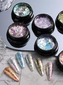 水晶蛋白石指甲片 Y2K 粉紫色全息闪光指甲亮片极光镀铬箔粉 DIY 美甲装饰指甲饰物指甲宝石指甲用品 - 彩色 - 查看 6