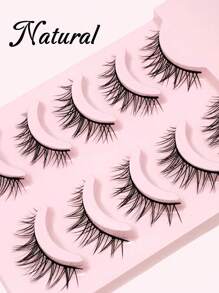 Asiteo 5 Pairs Manga Lashes 3D Natural False Lashes Fluffy Soft Cross Wispy Natural Look Eyelash Extension Makeup, Manga Eyelashes , Japanese Makeup Thick And Natural Look Wispy Eyelash Extensions , Asian Korean Cosplay Anime False Eyelashes Makeup Tool - 黑色 - 查看 4