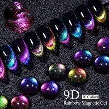 7Ml 9D Rainbow Glitter Cat Magnetic Gel Nail Polish Holographic Blue Semi Permanent Soak Off Sparkling Nail Varnish Galaxy Glitter Galactic Effect Gel Nail Polish - Blue - View 4