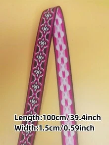 1 Roll X 1m 1.5cm Computer Jacquard Style Polyester Ribbon With Plum Blossom & Rhombus Design - Used As Clothing Decoration Or Diy Accessory - Multicolor - View 3