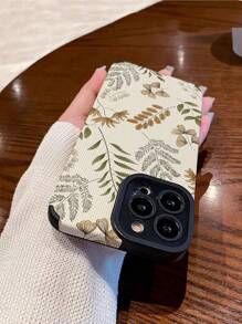 1pc Leaf Pattern Faux Leather Soft Phone Case Compatible With Apple And - Multicolor - View 4