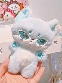 1入組12CM藍色的狼長毛絨吊墜,可愛後背包裝飾用品,玩偶禮品適用於女朋友,朋友或者兒童