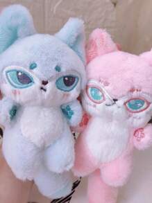 1入組12CM藍色的狼長毛絨吊墜,可愛後背包裝飾用品,玩偶禮品適用於女朋友,朋友或者兒童