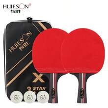 Pure Wood Galaxy/yinhe Moon Table Tennis Racket Long/short Handle Professional Training Ping Pong Paddle Set With 3 Balls - long handle - View 1