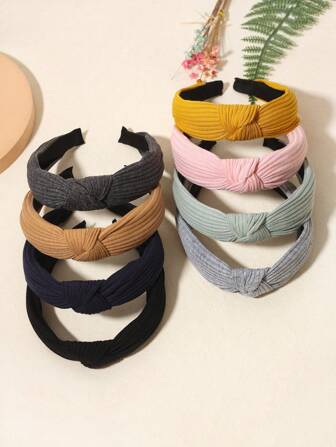 8 قطع شريط شعر مزين بعقدة، شريط رأس، شريط شعر، إكسسوارات شعر